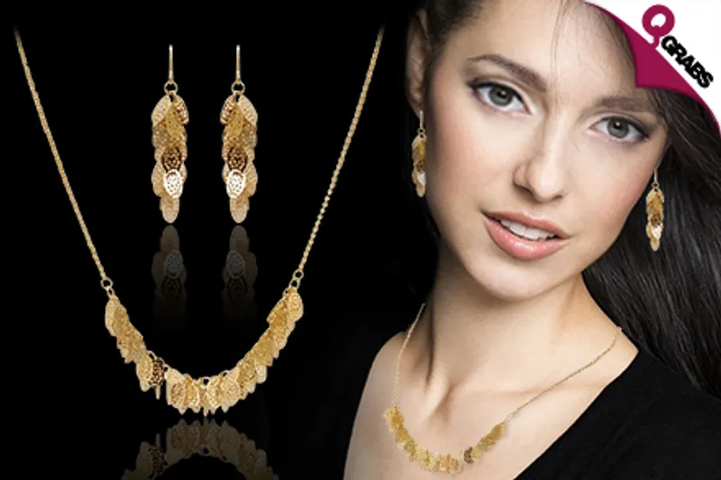 From QR49, Shine with 18K Gold Plated Dangling Necklace & Earrings! (Up to QR150 Value)